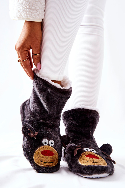 Різдвяні теплі тапочки Reindeer Grey