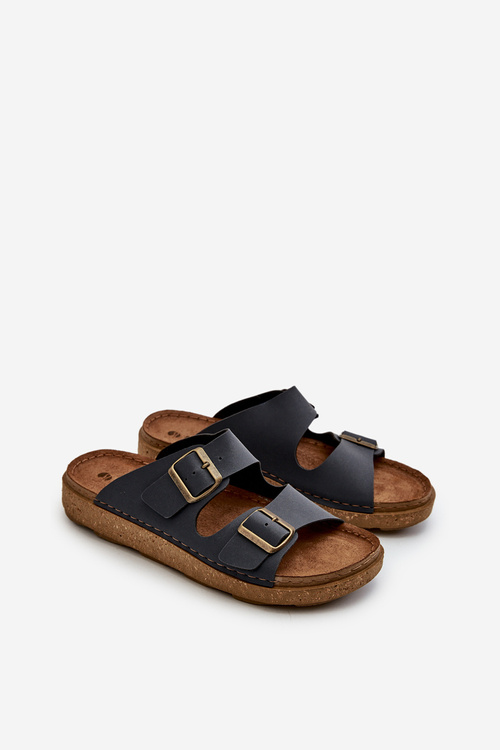 Легкі зручні чоловічі шльопанці з пряжками Inblu MT000016 Темно-синій