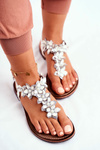Елегантні босоніжки з квітами Білі Сонячні