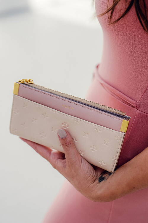 Шкіряний гаманець з китицею Beige and pink Madis