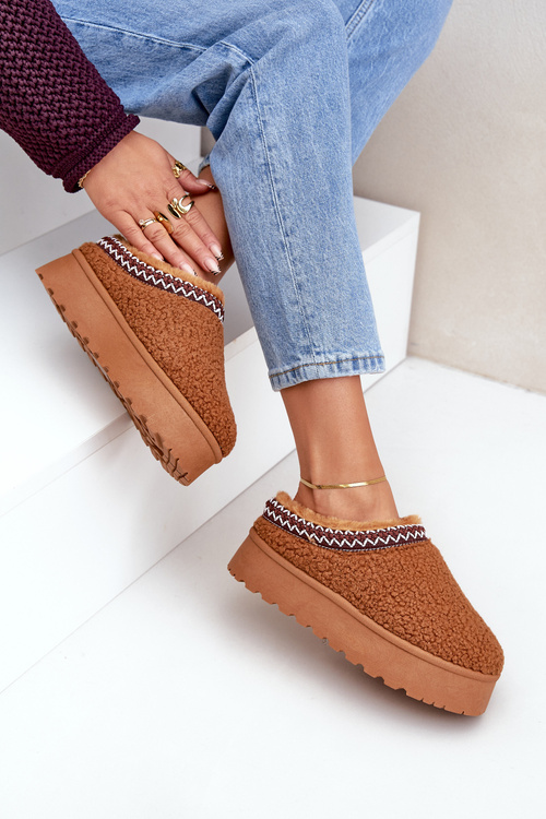 Снігоступи Тапочки На Платформі З Овечою Шкірою Camel Ovirissa