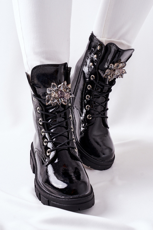 Жіночі плоскі черевики Чорні кристали Tweten