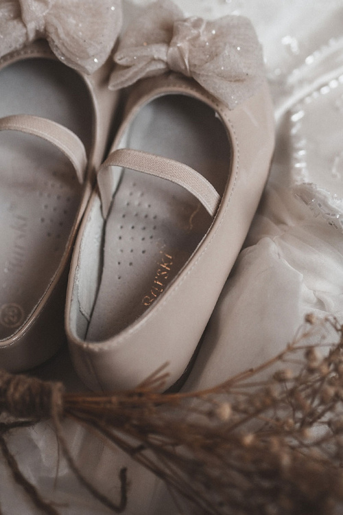 Дитячі лаковані балетки з бантом Бежеві Zolly