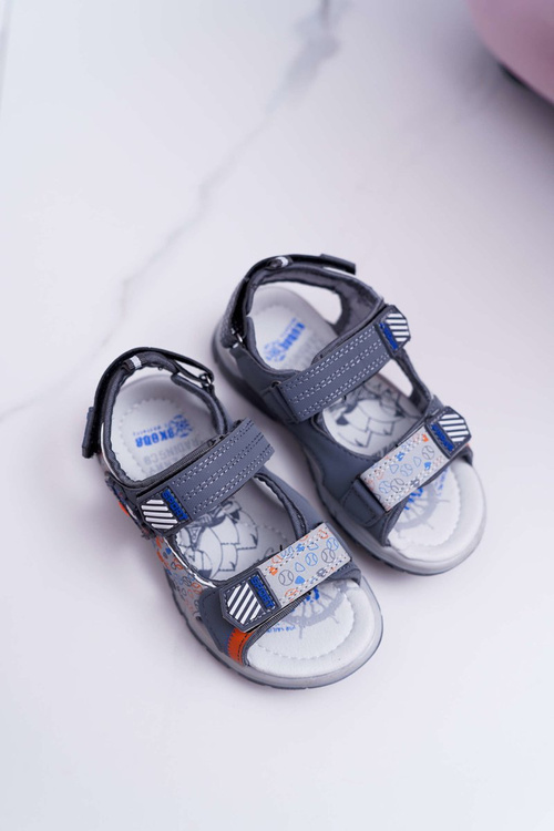 Дитячі молодіжні хлопчачі босоніжки на липучці сірий рекс.