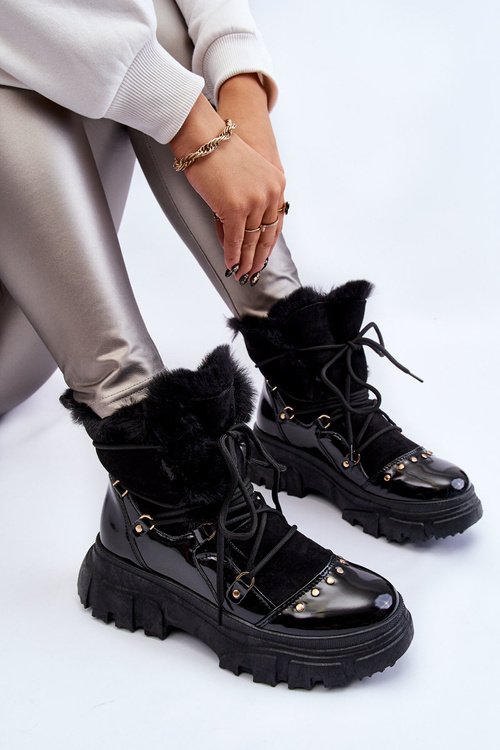 Чоботи жіночі на шнурівці чорного кольору Merron