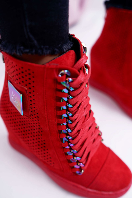 Жіночі кросівки Lu Boo Ажурні замшеві Red Clamma