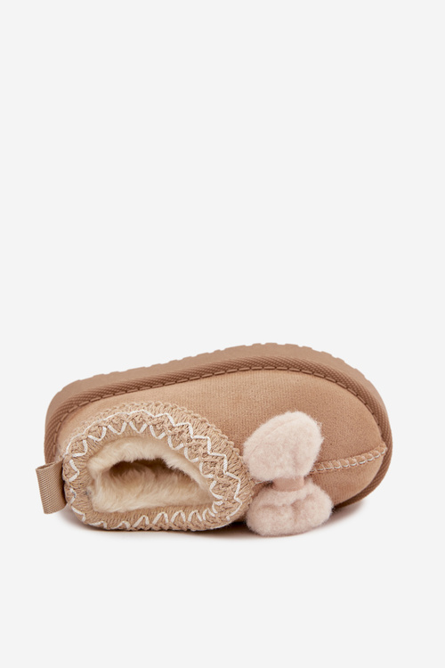 Дитячі зимові чоботи з вишивкою і бантом Бежеві Daven