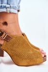 Ажурні босоніжки на блочному каблуці Sergio Leone SK855 Жовті