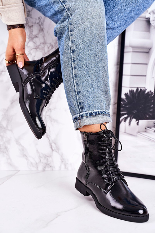 Класичні жіночі утеплені чоботи Shiny Black Simplicity