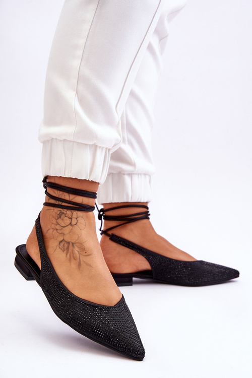 Чорні балерини зі стразами Mavis