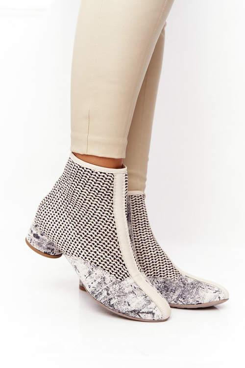 Плетені чоботи на каблуці Maciejka 04937-03 Бежеві