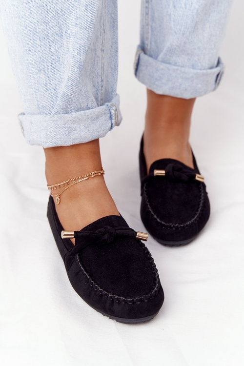 Жіночі замшеві лофери чорного кольору Marylin