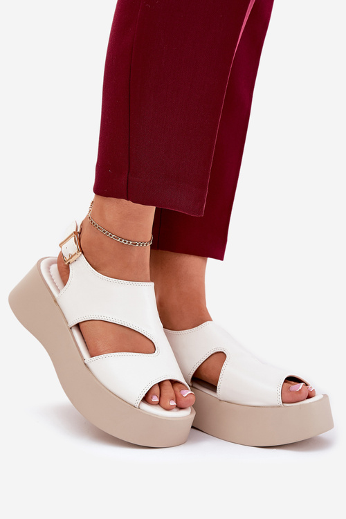 Жіночі Сандалі На Платформі Еко Шкіра Білі Karonia