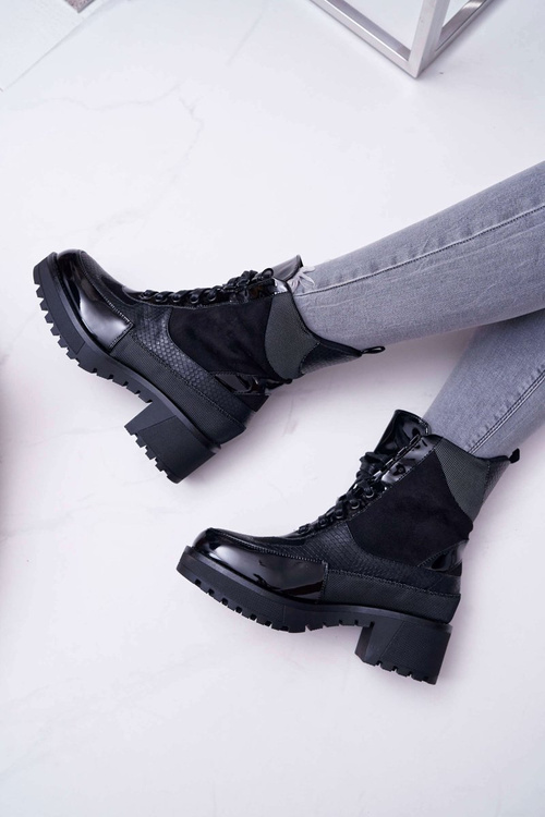 Чоботи жіночі високі чорні Trappers Nemtere