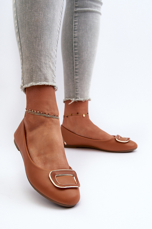 Балерини з декором з екошкіри Camel Enicoria