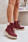 Жіночі утеплені ботильйони на блискавці бордового кольору Ferelia