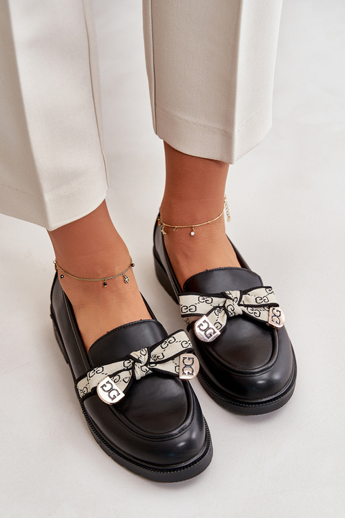 Шкіряні жіночі лофери чорні S.Barski HY42-330