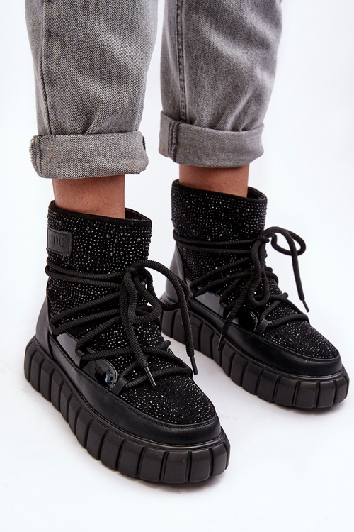 Декоровані хутряні зимові черевики GOE MM2N4080 чорні