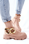 Жіночі утеплені черевики челсі бежеві Visione