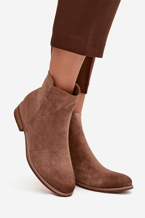 Жіночі ботильйони на плоскій підошві Vinceza 39961 світло коричневі