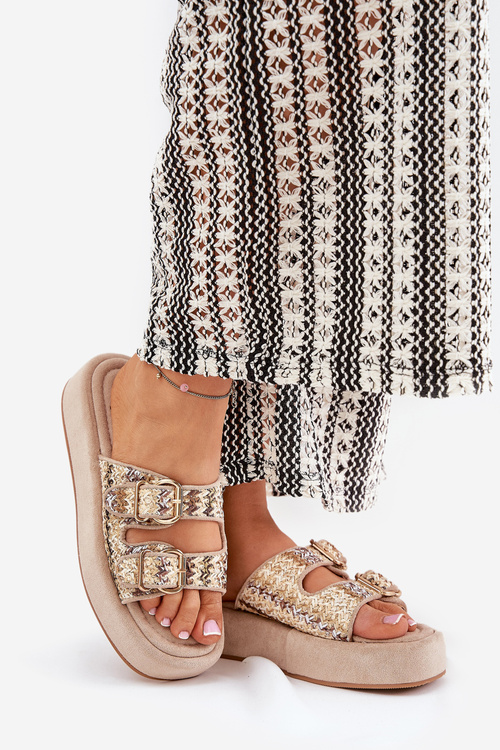 Жіночі Сандалі На Платформі З Пряжками Та Плетінням Хакі Лімме