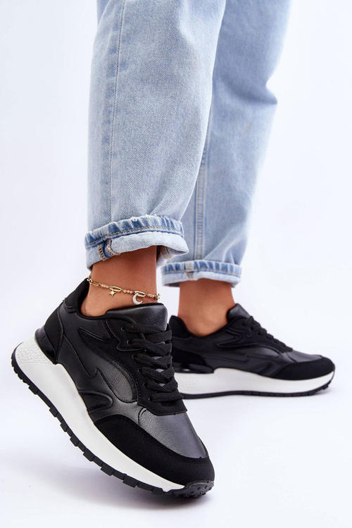 Жіноче спортивне взуття на платформі чорно-білі Henley