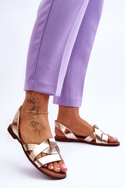 Золоті зручні шкіряні сліпони Zazoo 40185