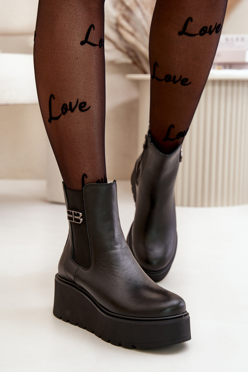 Zazoo 60498 Жіночі ботильйони Челсі на платформі та танкетці чорні