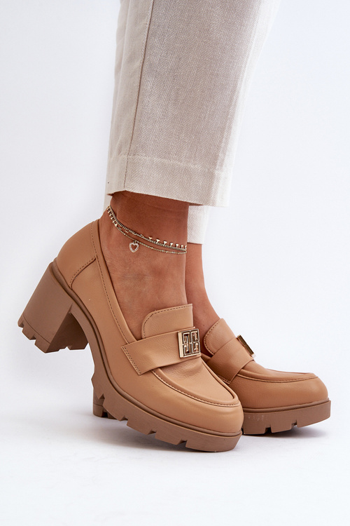 Жіночі туфлі на масивному каблуці з декором Camel Ranunca