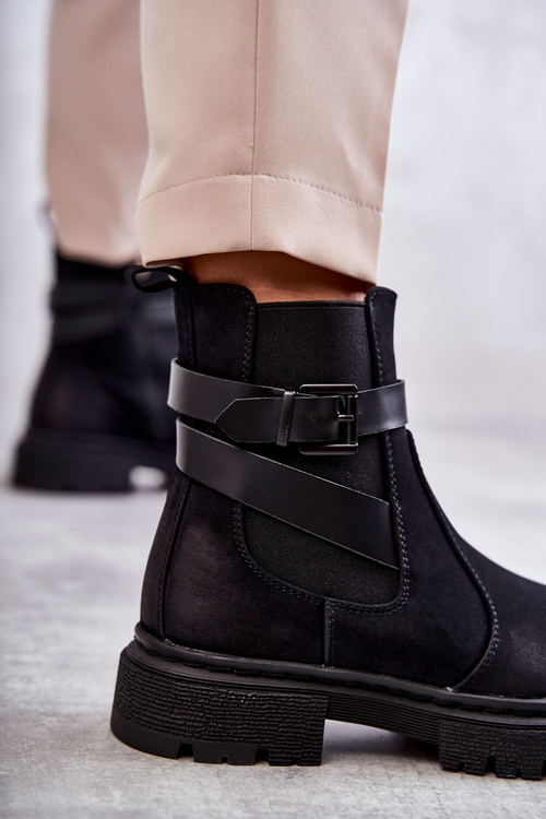 Жіночі утеплені черевики Jodhpur з поясом Чорні Jose