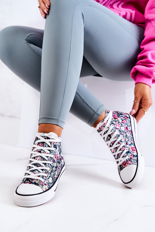 Високі кросівки із зеленими квітами Nollie