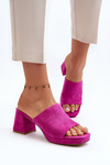 Жіночі мюлі на високих підборах кольору фуксії Bralya