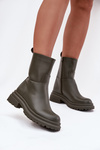 Жіночі ботфорти на платформі і плоскому каблуці Зелений Levira
