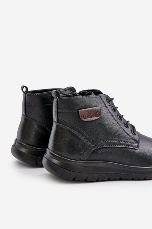 Чоловічі утеплені чоботи на блискавці на шнурівці Чорні Хлімена