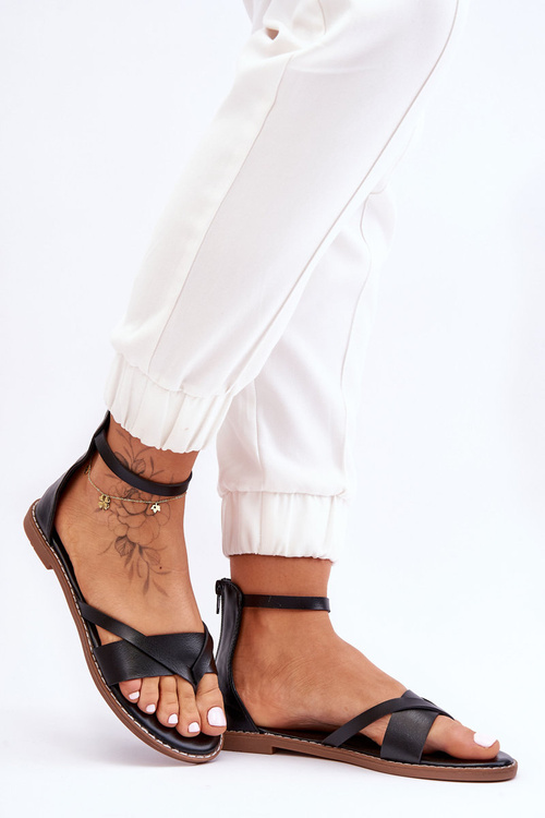 Жіночі шльопанці на плоскій підошві на блискавці, чорні Rise Up!