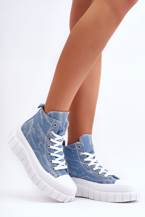 Жіночі кросівки з високого матеріалу сині Degas