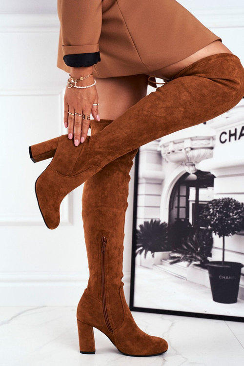 Жіночі високі чоботи Suede Camel Highso