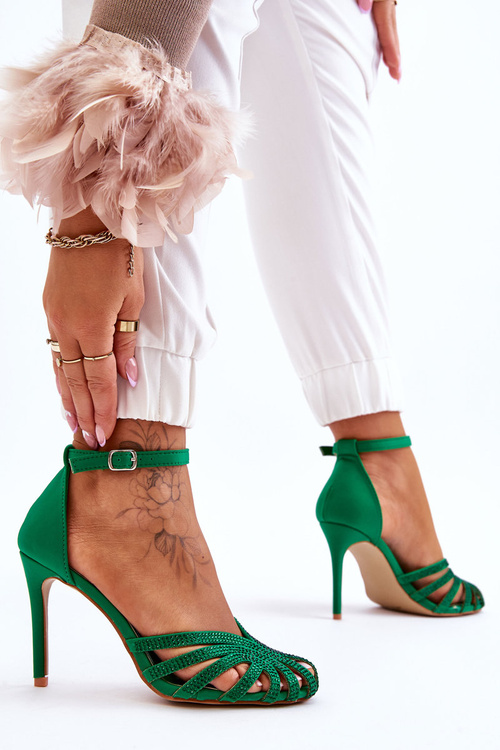 Модні високі підбори зі стразами Зелений Jaylen