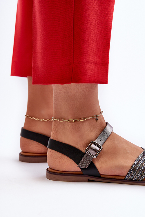 Жіночі сандалі на плоскій підошві S.Barski MY923 Чорні