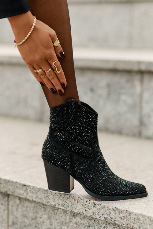 Прикрашені ковбойські черевики з гострими носками Чорні S.Barski HY42-121