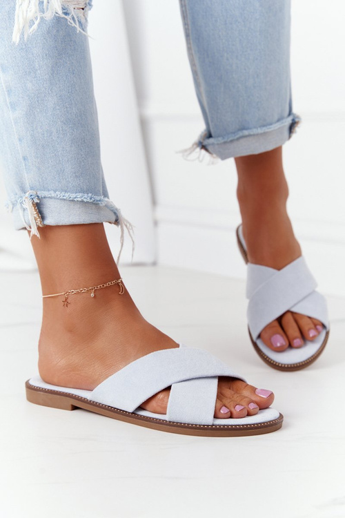 Жіночі замшеві тапочки світло-блакитні Edesa