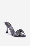 Прозорі Туфлі На Каблуку З Блискучим Бантом Чорні Viosta