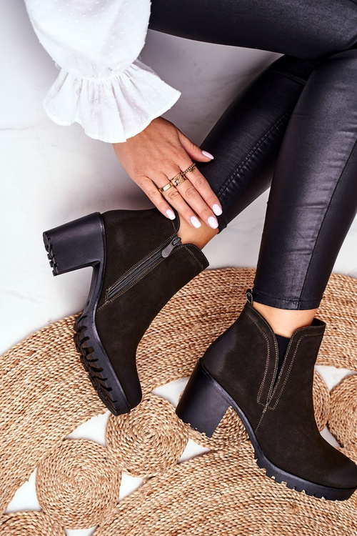 Чоботи жіночі на високому каблуці кольору хакі Вероніка