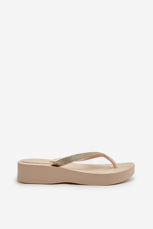 Жіночі шльопанці з парчовим ремінцем 83386 Ipanema Mesh Chic Plat Fem Beige