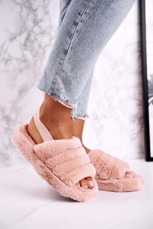 Жіночі пухнасті тапочки на платформі Помаранчева Сніжинка