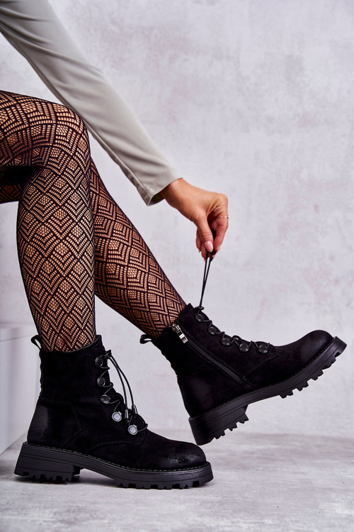 Жіночі замшеві теплі чоботи з ребристою чорним гелем