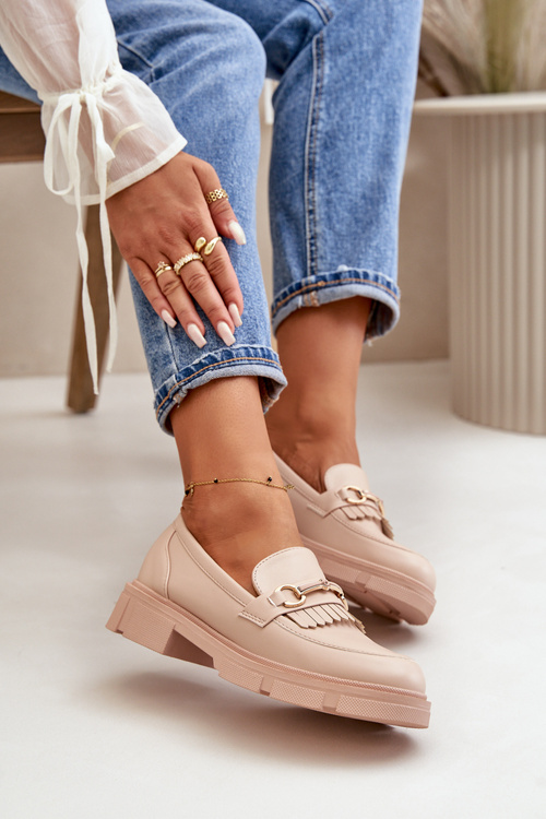 Жіночі мокасини з оздобленням Еко шкіра Бежеві Tialorae