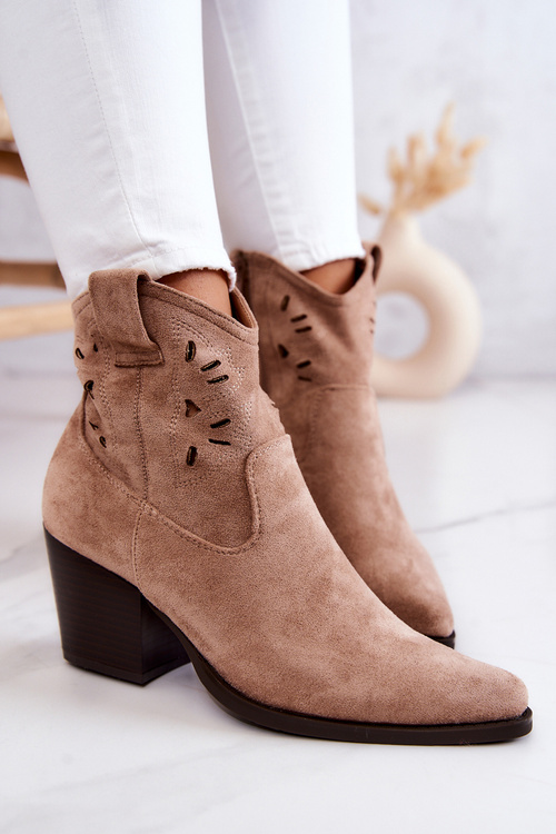 Замшеві жіночі ковбойські чоботи Beige Devon