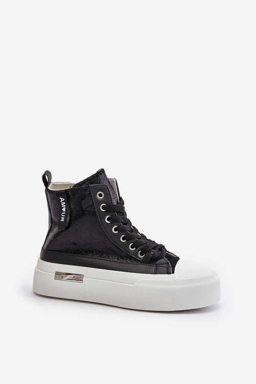 Жіночі високі кросівки на платформі чорні Averira