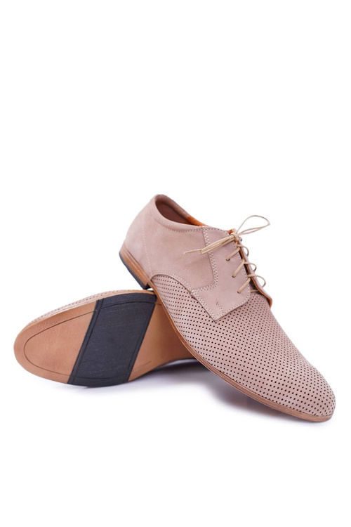 Чоловічі ажурні туфлі беднарек нубук бежеві Hermes